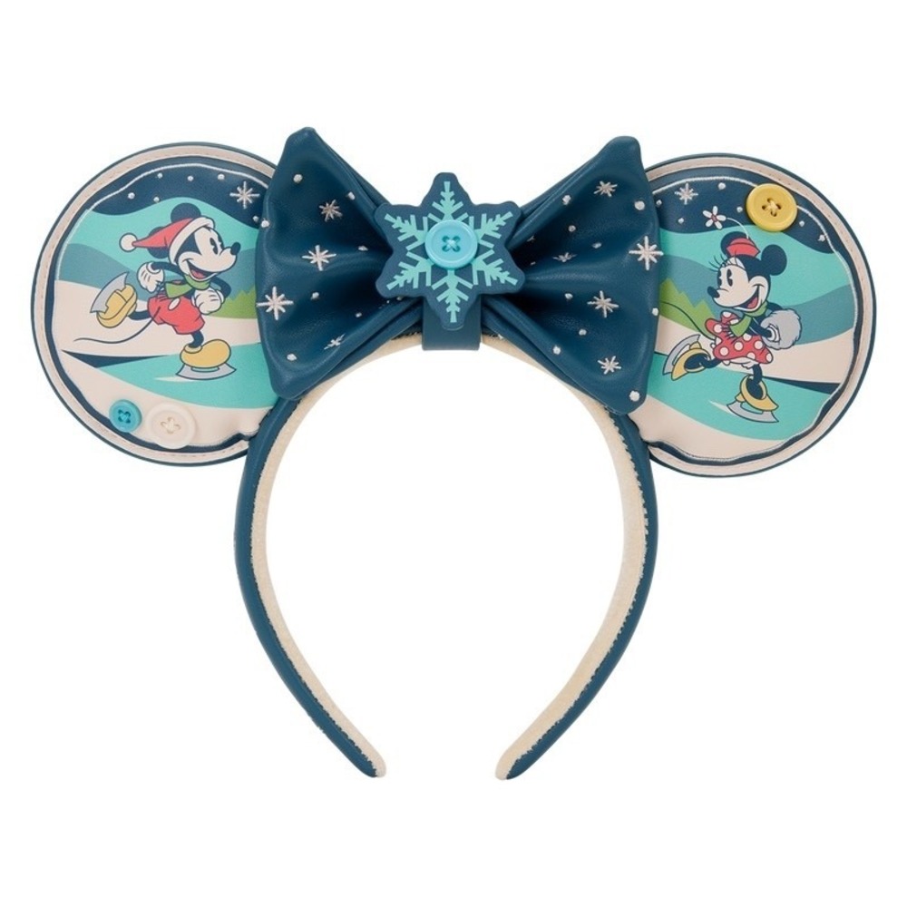 2025 Loungefly Mickey & Minnie Holiday Ears Headband With Removable Bow NEW